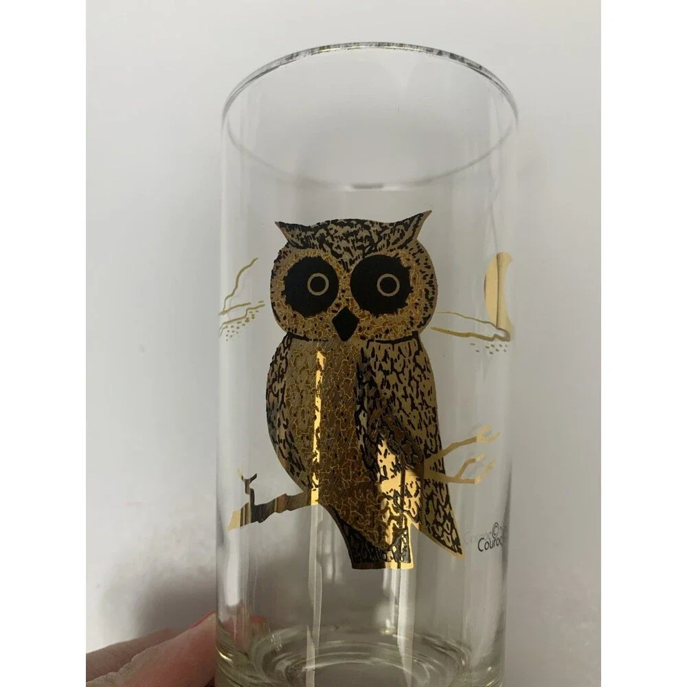 3 Vintage Couroc Owl Crescent Moon MCM Highball‎ Glasses Barware - Picture 6 of 7